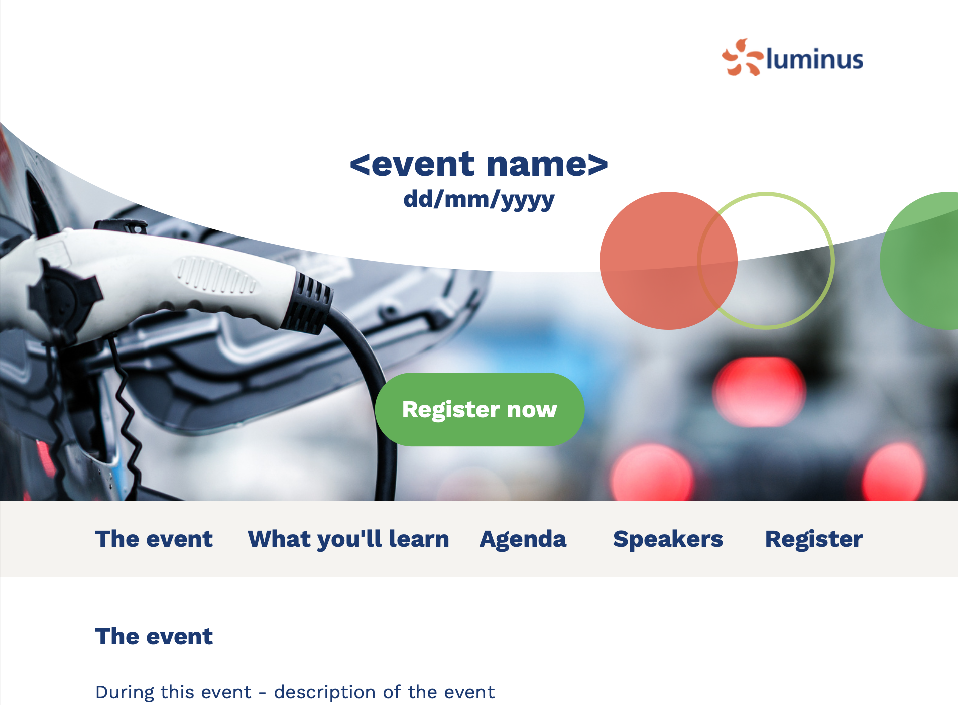 Event page design